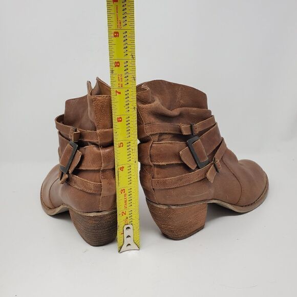 Leather strappy bootiesMIA brandCaramel brown le - Picture 4 of 8